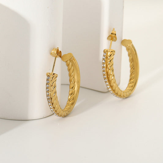 Twisted Cross 18K Gold-Plated Hoop Earrings