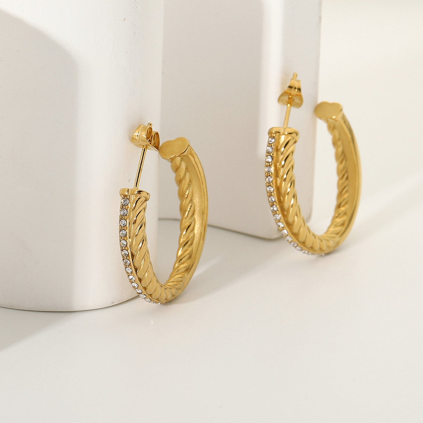 Twisted Cross 18K Gold-Plated Hoop Earrings