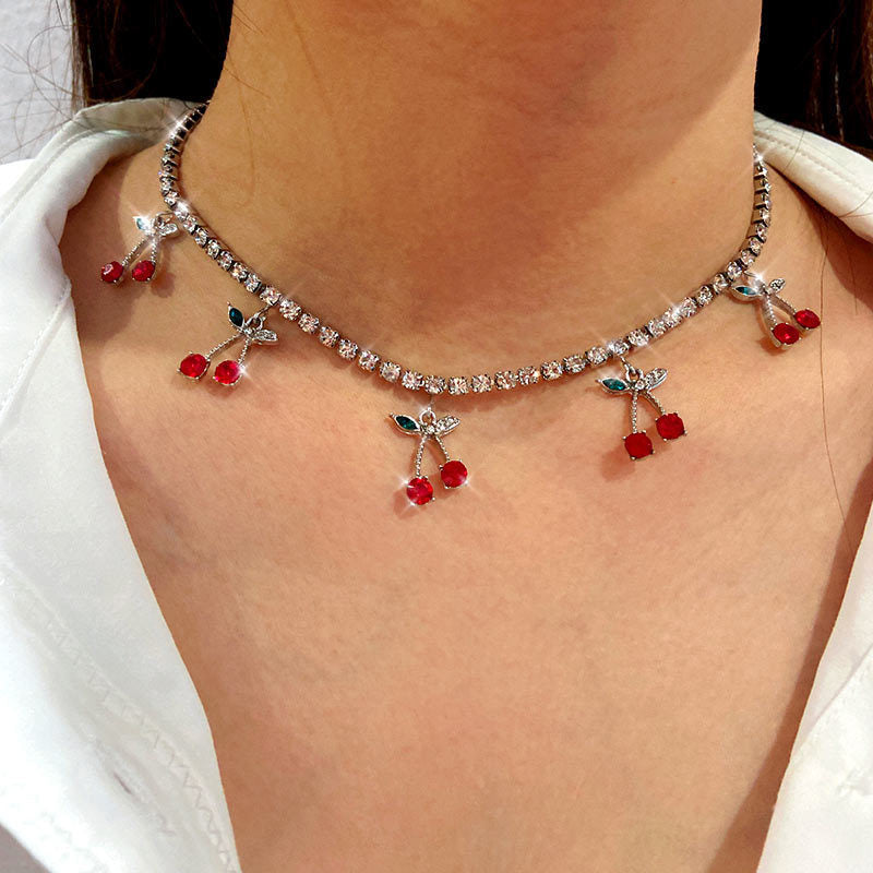 Diamond cherry necklace