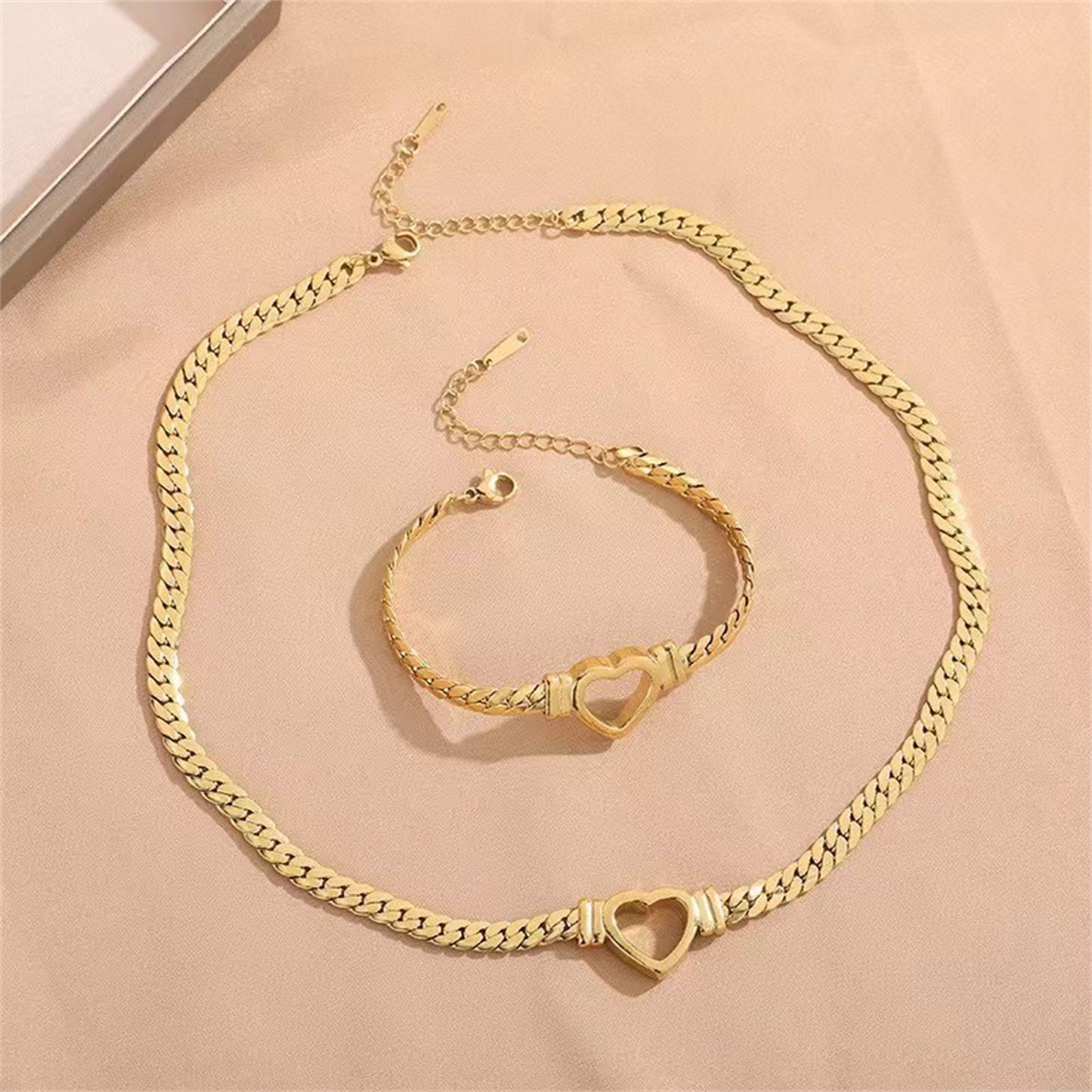 Love Chain Titanium Steel Necklace & Bracelet