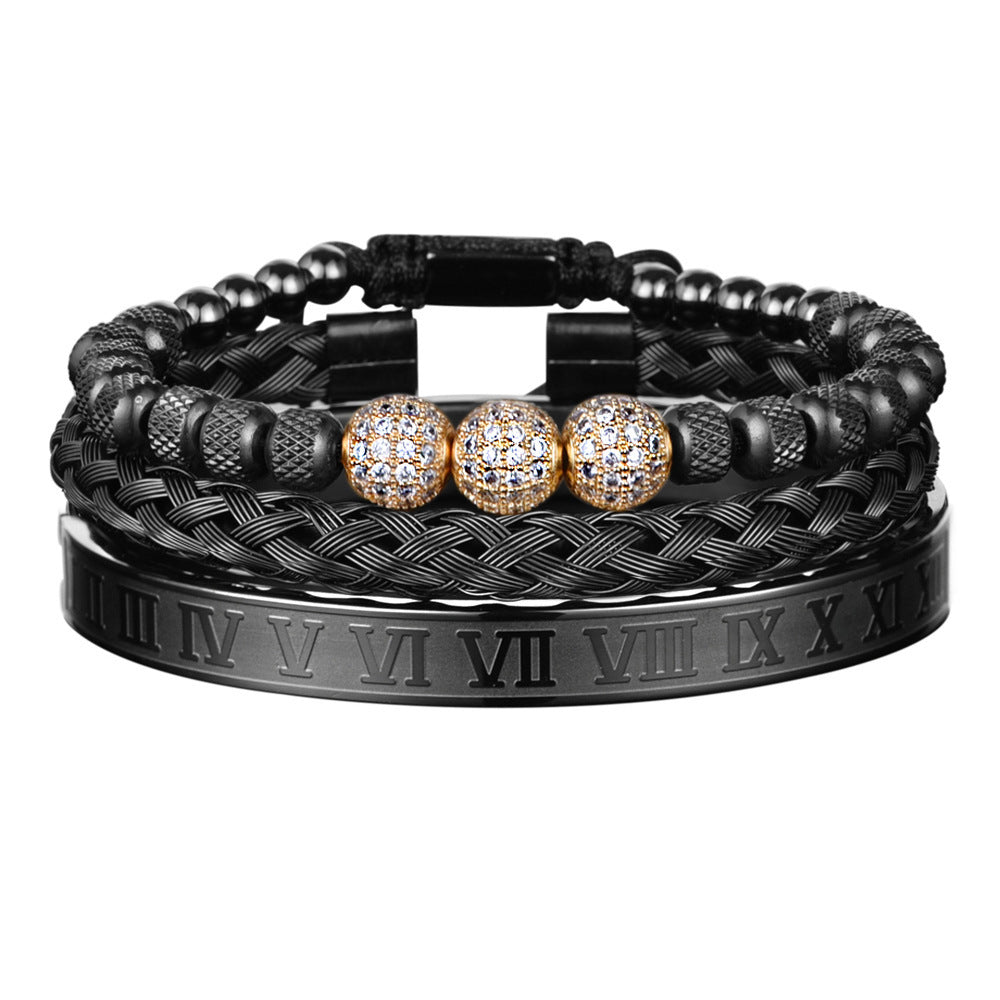 Sparkling Trio: Rhinestone & Diamond Mesh Bracelet Set