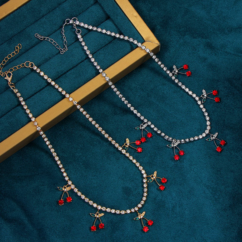 Diamond cherry necklace