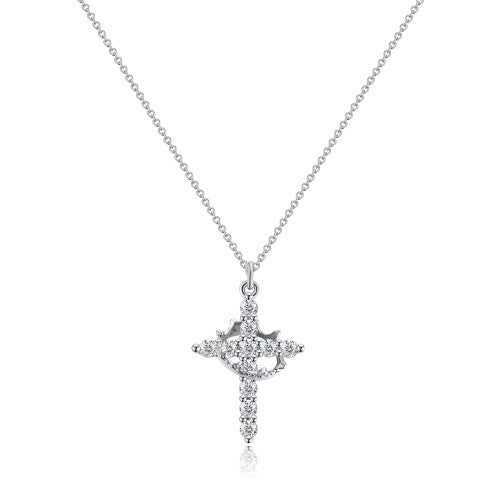 Crown of Faith: Rotatable Cross Necklace with Full Diamond Detail