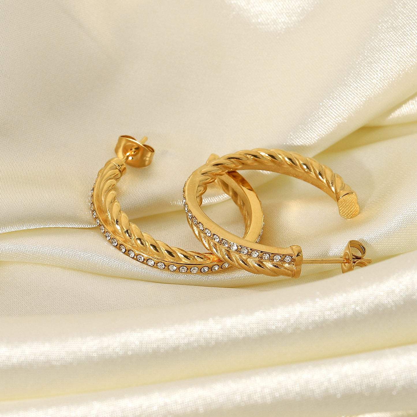 Twisted Cross 18K Gold-Plated Hoop Earrings