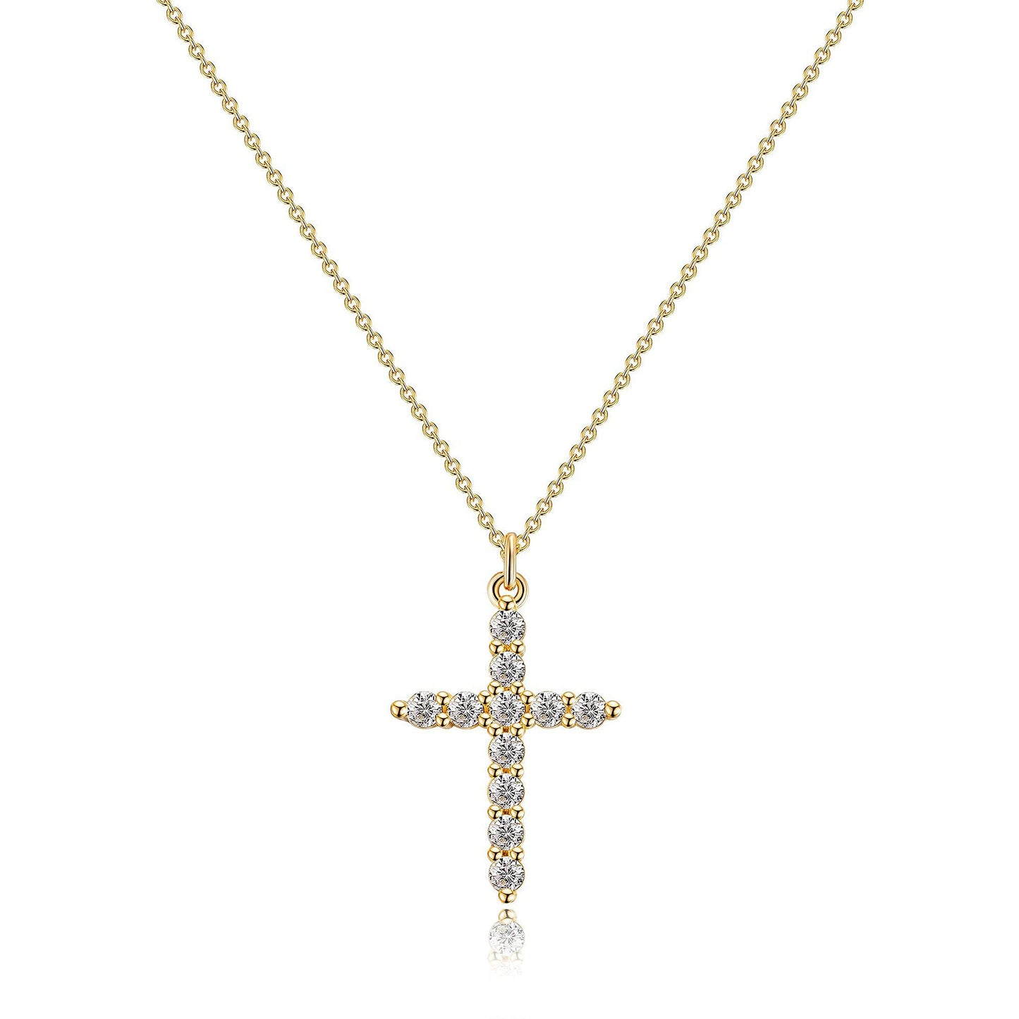 Crown of Faith: Rotatable Cross Necklace with Full Diamond Detail