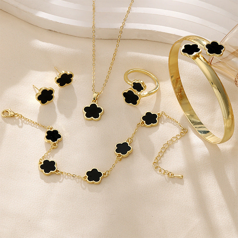 Acrylic Allure: Complete Jewelry Set - Bracelet, Necklace, Ring & Earrings